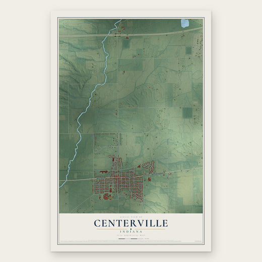 Centerville, Indiana map print, the full design