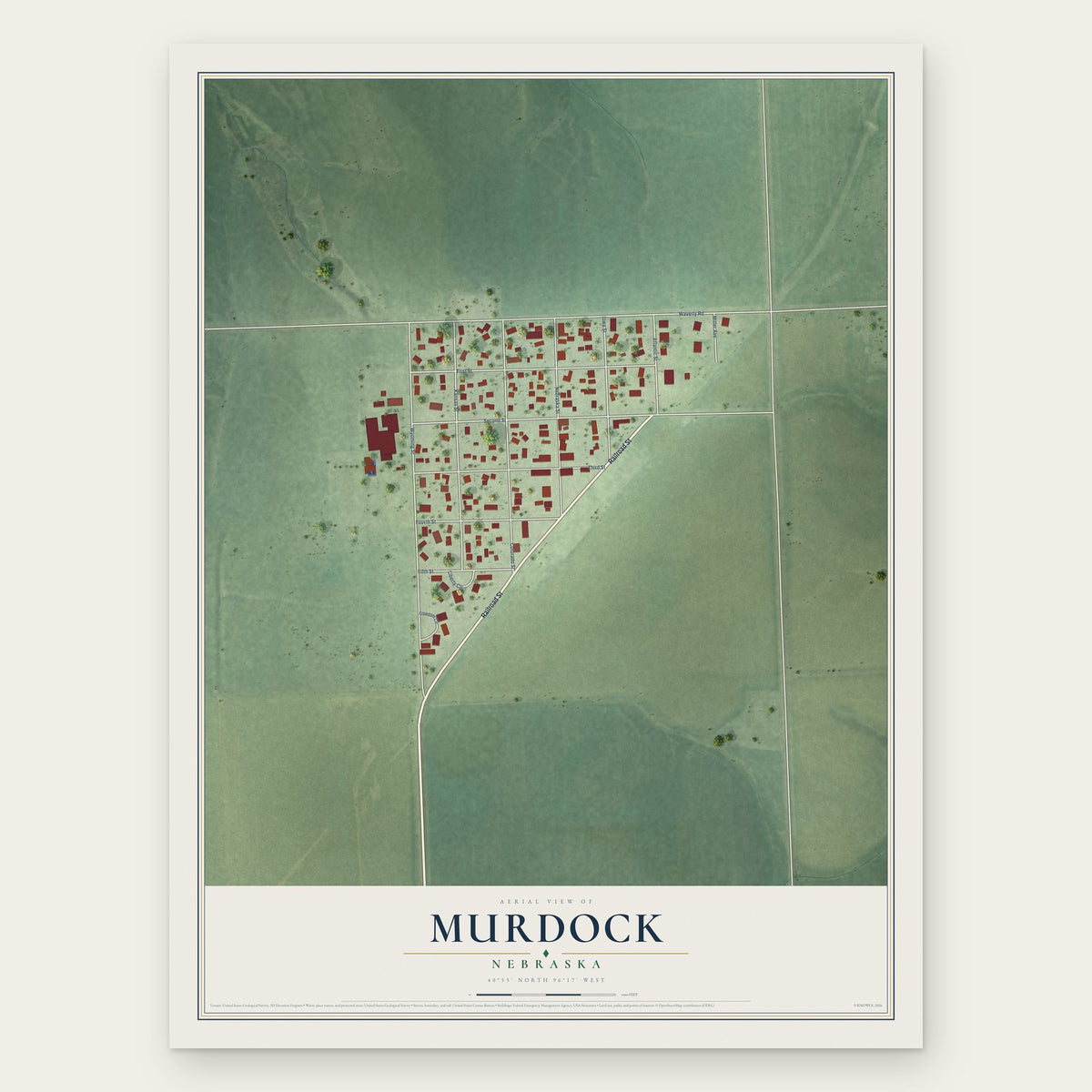 Murdock, Nebraska map print, the full design