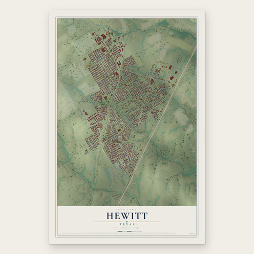 Hewitt, Texas map print, the full design