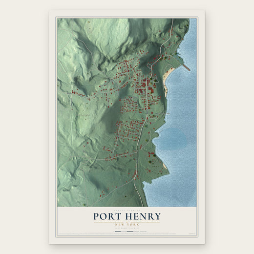 Port Henry, New York map print, the full design