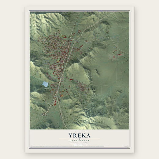 Yreka, California map print, the full design