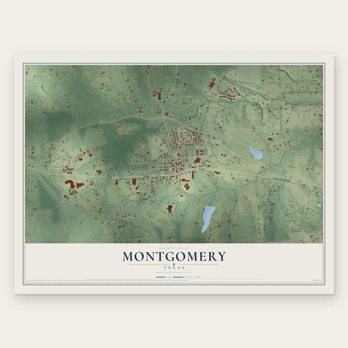 Montgomery, Texas map print, the full design