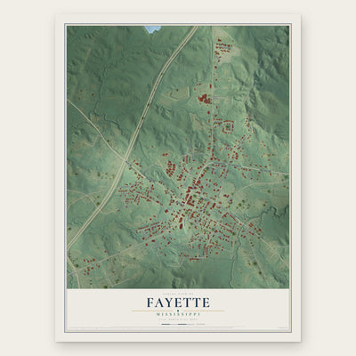 Fayette, Mississippi map print, the full design