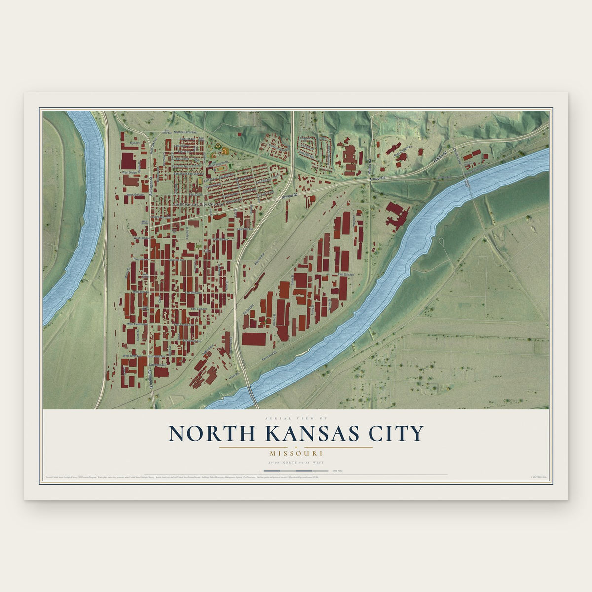 North Kansas City, Missouri map print, the full design
