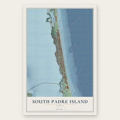 South Padre Island, Texas map print, the full design