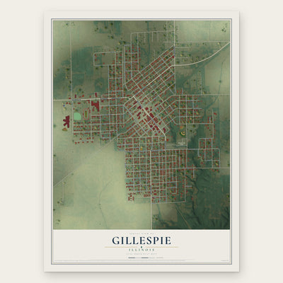 Gillespie, Illinois map print, the full design