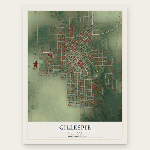 Gillespie, Illinois map print, the full design
