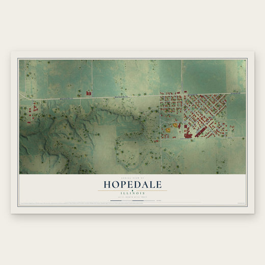 Hopedale, Illinois map print, the full design