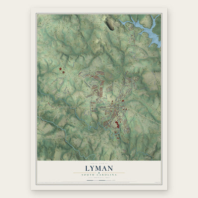 Lyman, South Carolina map print, the full design