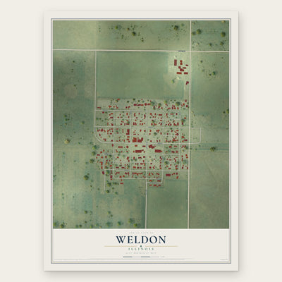 Weldon, Illinois map print, the full design