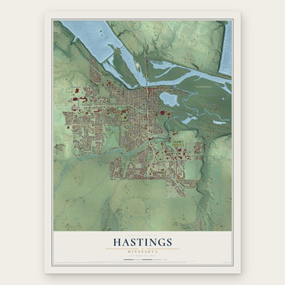 Hastings, Minnesota map print, the full design