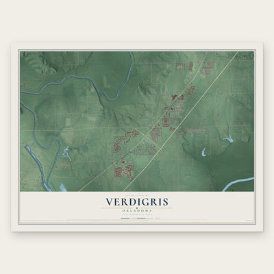 Verdigris, Oklahoma map print, the full design