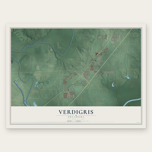 Verdigris, Oklahoma map print, the full design