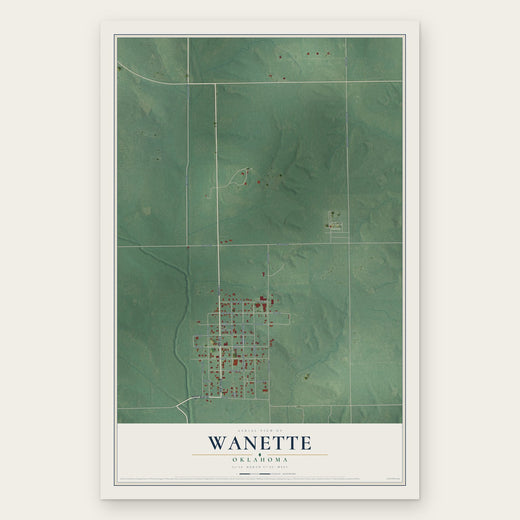 Wanette, Oklahoma map print, the full design