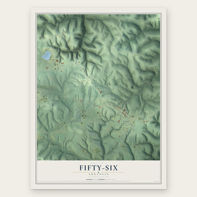 Fifty-Six, Arkansas map print, the full design