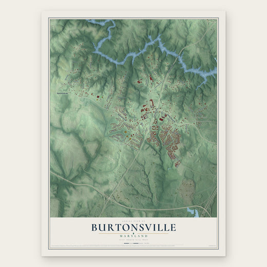 Burtonsville, Maryland map print, the full design