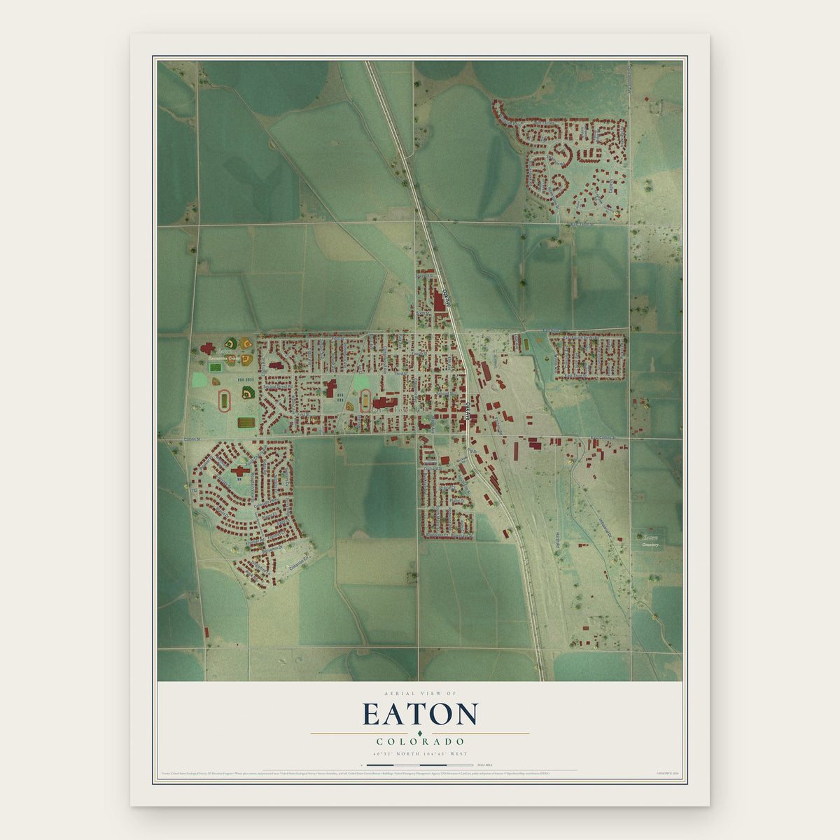 Eaton, Colorado map print, the full design