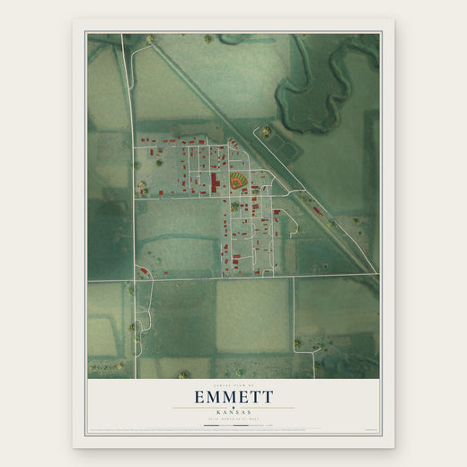 Emmett, Kansas map print, the full design
