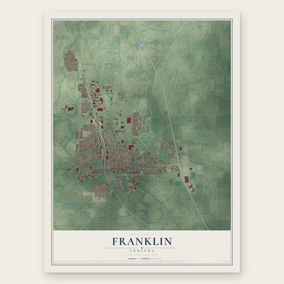 Franklin, Indiana map print, the full design