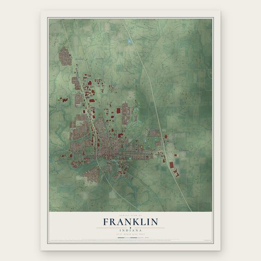 Franklin, Indiana map print, the full design