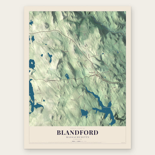 Blandford, Massachusetts map print, the full design