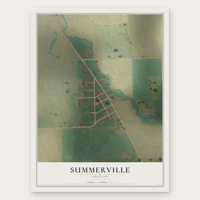 Summerville, Oregon map print, the full design