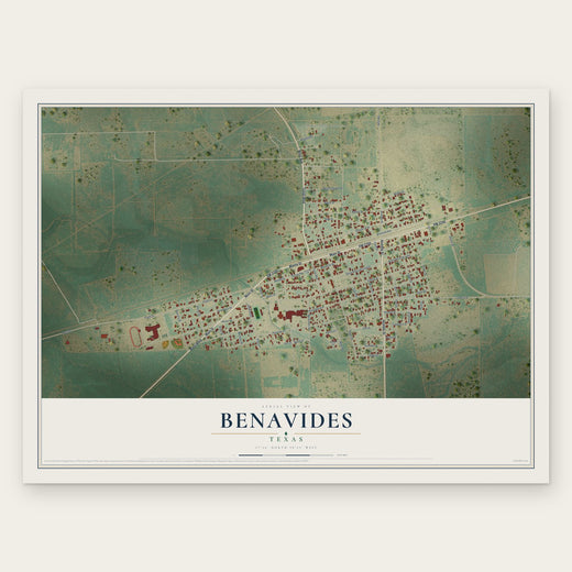 Benavides, Texas map print, the full design