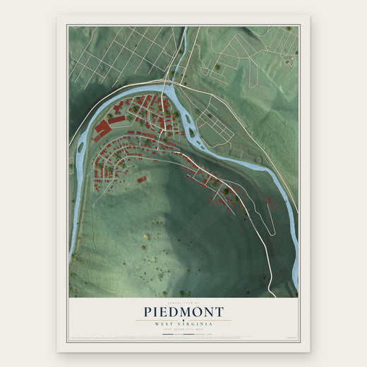 Piedmont, West Virginia map print, the full design