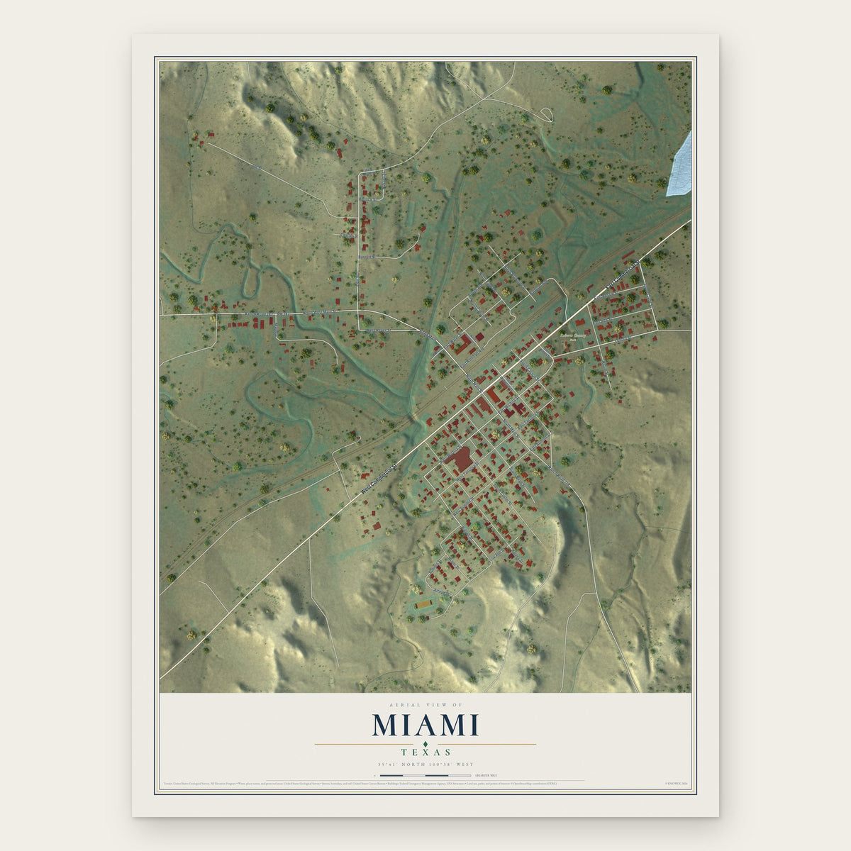 Miami, Texas map print, the full design