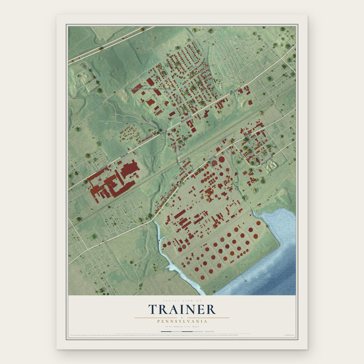Trainer, Pennsylvania map print, the full design