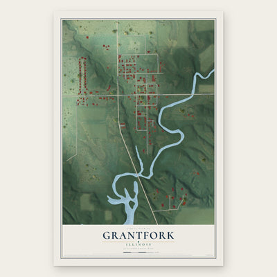 Grantfork, Illinois map print, the full design