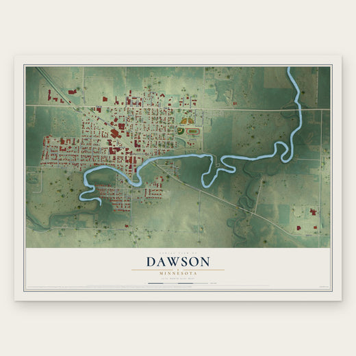 Dawson, Minnesota map print, the full design