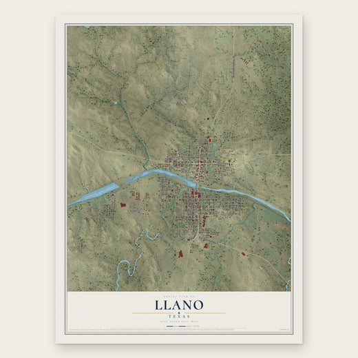 Llano, Texas map print, the full design
