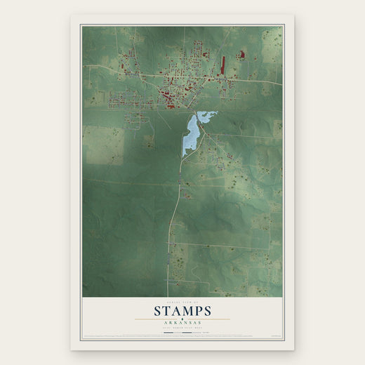 Stamps, Arkansas map print, the full design