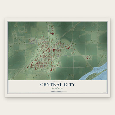 Central City, Nebraska map print, the full design