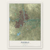 Pueblo, Colorado map print, the full design