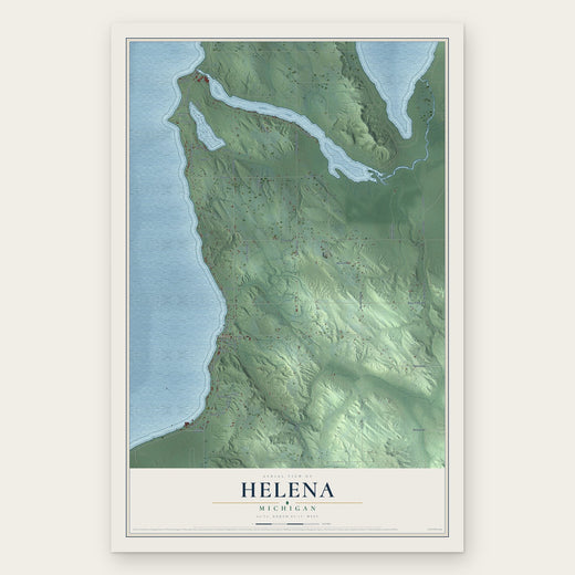 Helena, Michigan map print, the full design