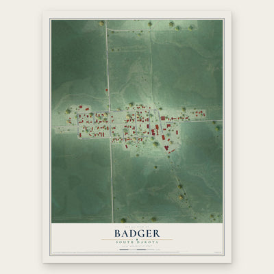 Badger, South Dakota map print, the full design