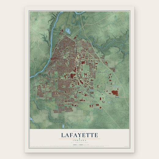 Lafayette, Indiana map print, the full design