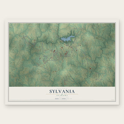 Sylvania, Alabama map print, the full design