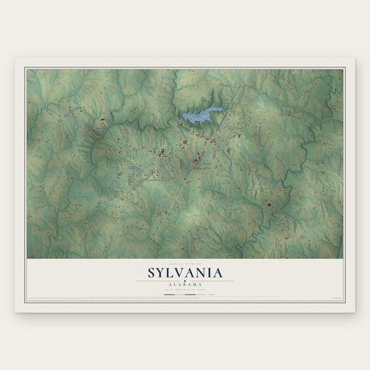 Sylvania, Alabama map print, the full design