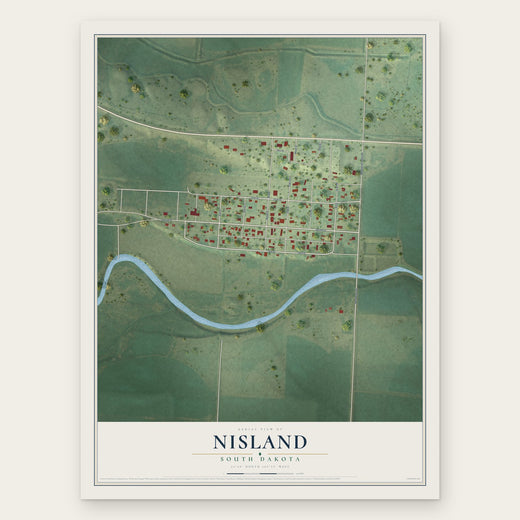 Nisland, South Dakota map print, the full design