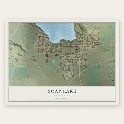 Soap Lake, Washington map print, the full design