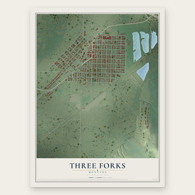 Three Forks, Montana map print, the full design