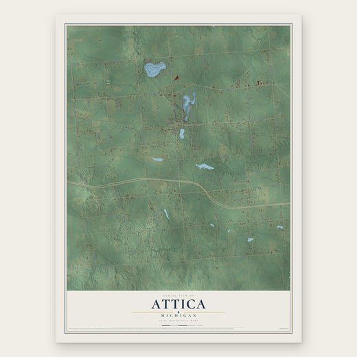 Attica, Michigan map print, the full design