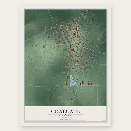 Coalgate, Oklahoma map print, the full design