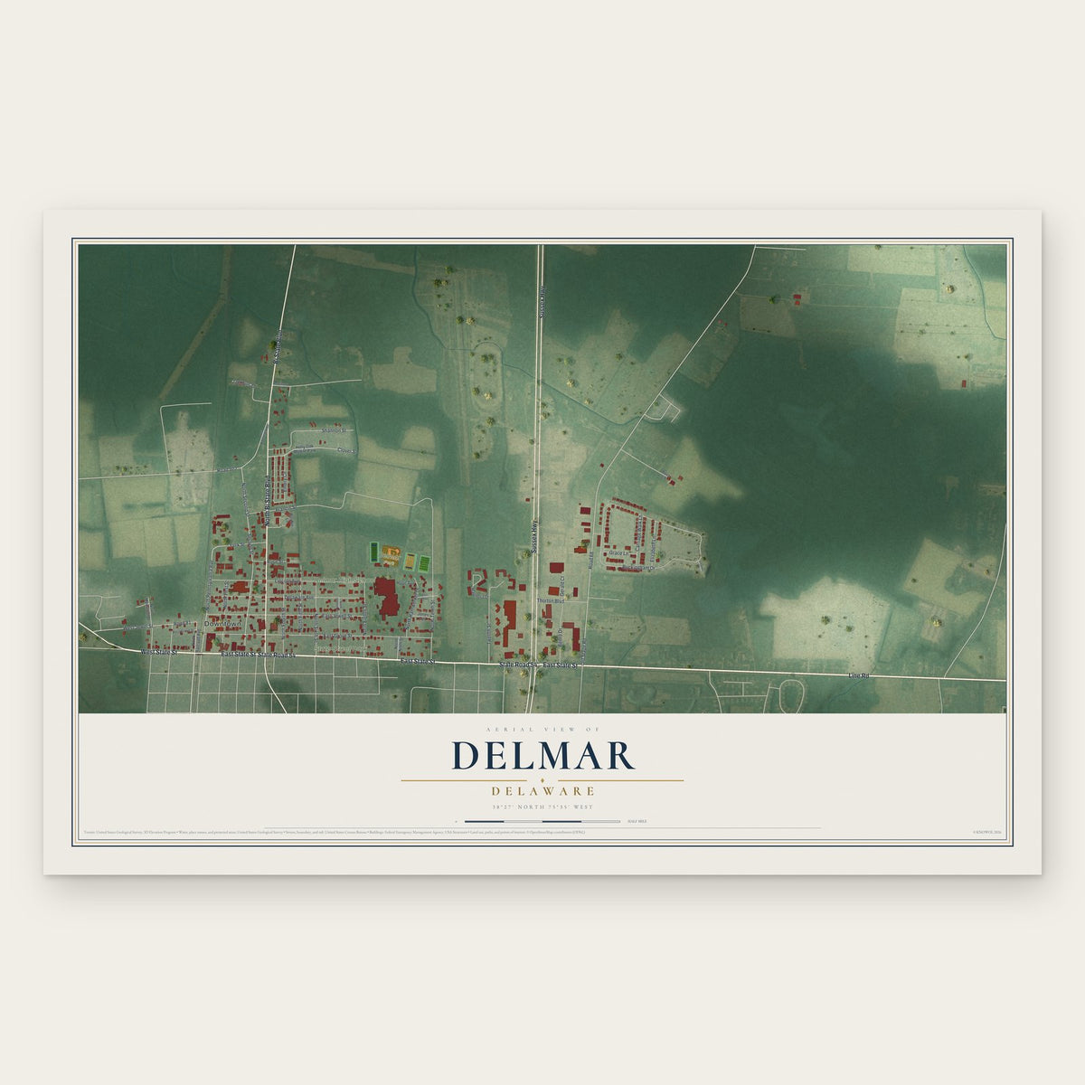 Delmar, Delaware map print, the full design