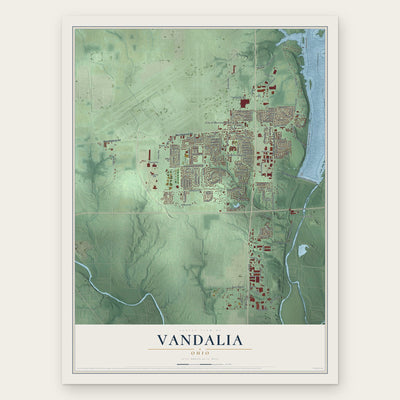 Vandalia, Ohio map print, the full design