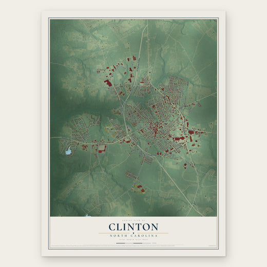 Clinton, North Carolina map print, the full design