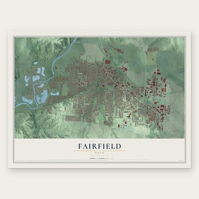 Fairfield, Ohio map print, the full design